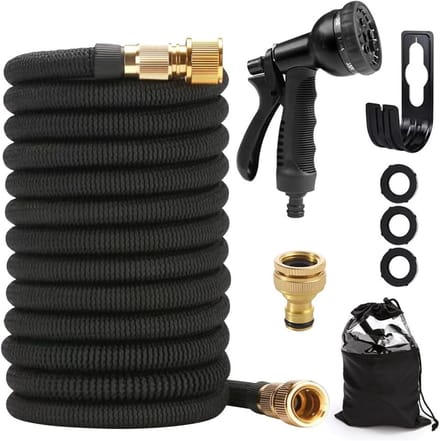 Uittrekbare Tuinslang - Flexibele Waterslang - Tuin en Auto - Tot 3x Lengte - 15 Meter - Zwart