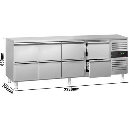 GGM Gastro Kühltisch ECO - 2230x700mm - mit 8 Schubladen