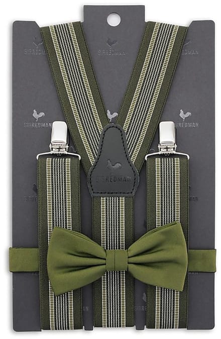 Sir Redman - Bretels met strik - bretels combi pack James Wyatt groen - groen / wit