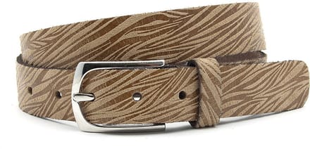 Damesriem bruin - Leren pantalon riem 3cm met zebraprint - Leer - Pantalon riem - Casual - Maat 95
