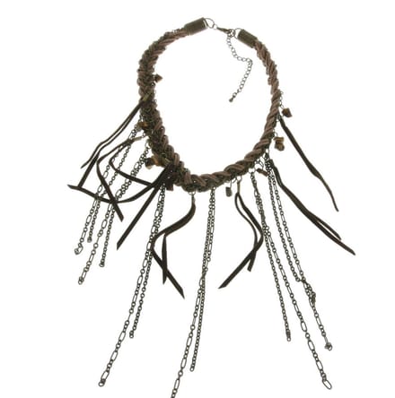 Behave - Gevlochten Statement Ketting - Suède & Natuursteen - Dames