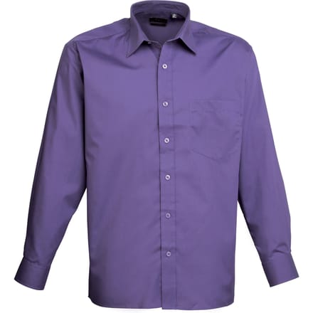 Premier Heren Premier Poplin Formeel Overhemd Met Lange Mouwen (Paars)