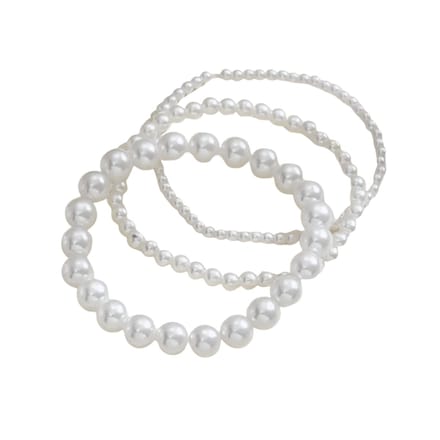 Armband- Parel-synthetische-3 stuks- Wit Stretch- 21 cm - xxl - Charme Bijoux
