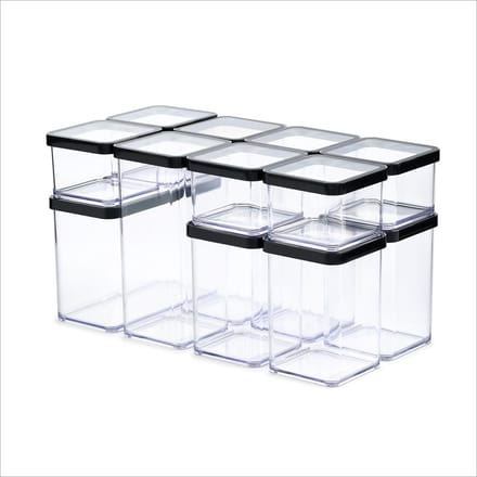 Rotho LOFT - set premium bewaarbussen 12-delig - luchtdicht - vaatwasmachine bestendig - zwart
