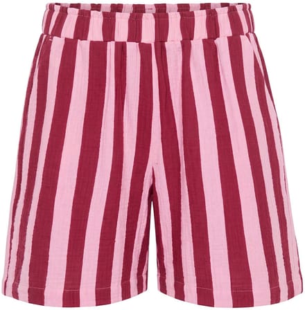 Studio Untold - Dames - Short wide legs mousseline strepen elastische tailleband - Roze - Maat 56