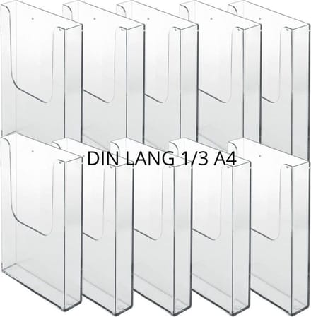 10 Pack Folderhouder voor aan de wand Din Lang| folderrek | brochurehouder | folderdisplay | folderbak hangend| Din Lang 9,9x21cm