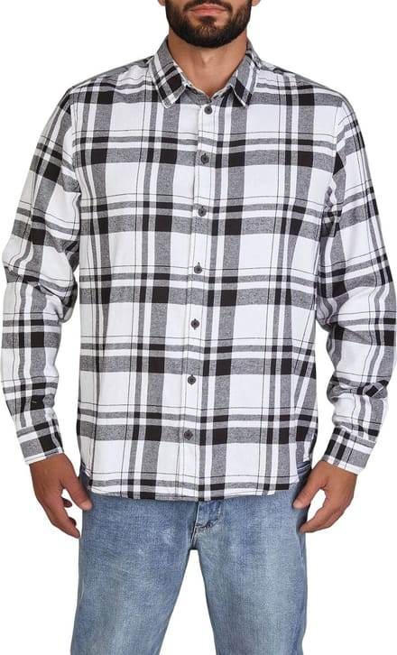 DENIMFY Heren Overhemd DFDean regular fit Wit XL Volwassenen 100% katoen - Flanellen overhemd