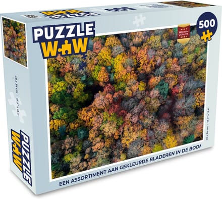 Puzzel Een assortiment aan gekleurde bladeren in de boom - Legpuzzel - Puzzel 500 stukjes