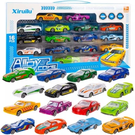 Kruzzel Gekleurde Speelgoedauto's 1:64 - Perfect voor Jonge Autoliefhebbers - 16 Stuks