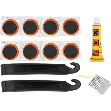 Mini Kit de Réparation de Crevaison pour Pneus de Vélo Auto-adhésif avec Limes et Leviers Portable Cyclisme black