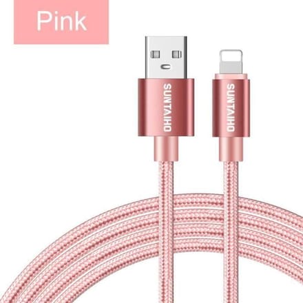 Maat 1M - 2.4A USB-kabel voor iPhone X oplaadkabel voor iPhone XR MAX XS 8 7 6 plus 5s datakabel - Roze