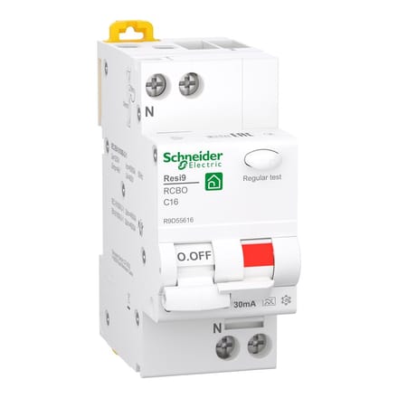 Schneider Electric Resi9 XP RCBO/combination switch 1PN C-characteristic 16A 6kA 30mA class A 36mm