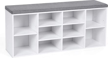 Schoenenkast met Zitvlak - Wit/ Grijs