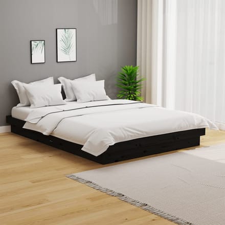 vidaXL - Bedframe - massief - hout - zwart - 120x200 - cm
