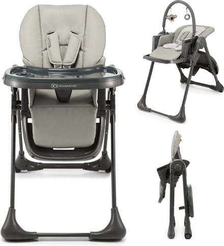 Kinderkraft TUMMIE Kinderstoel - 2-in-1 met wipstoel - Inklapbaar - Grijs