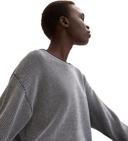 Tom Tailor - Katoenen gebreide trui met losse pasvorm - Maat M - navy bubble structure