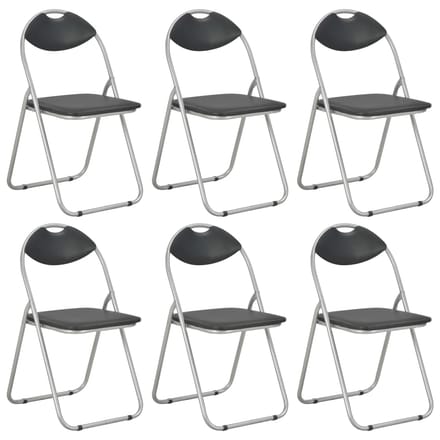 vidaXL - Opklapbare - stoelen, - 6 - stuks, - zwart - kunstleer
