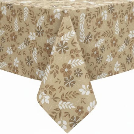 Protecttable - Tafelzeil Blad en Bloem Beige 140x250cm - Tafelkleed Afwasbaar - Kunststof