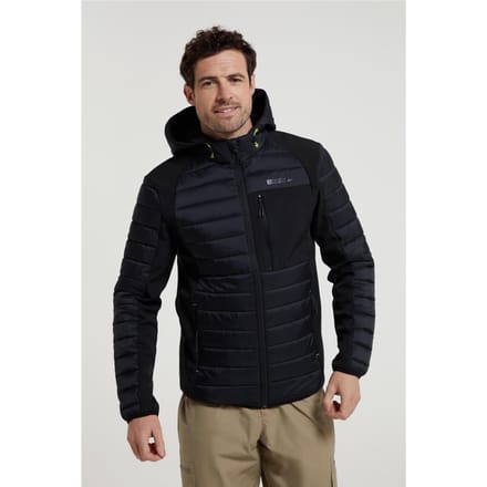 Mountain Warehouse Heren Turbine II Softshell gewatteerd jack (Jet Zwart)