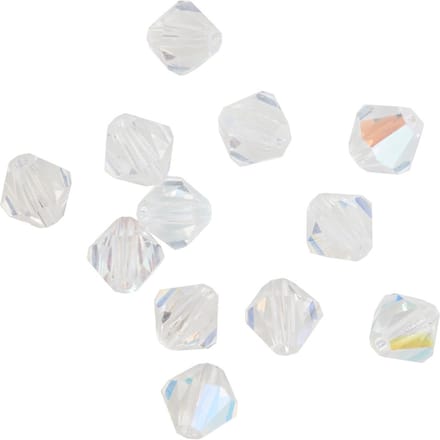 Glas geslepen glitterkralen, 6 mm - Crystal AB
