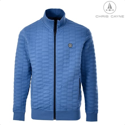 Chris Cayne heren vest - L - blauw - groter structuur patroon - rits - steekzakken met rits
