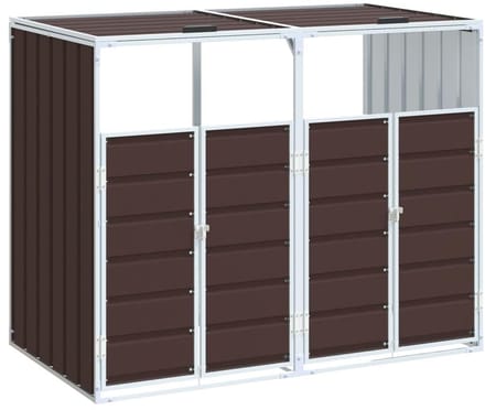 Dailygoods - Containerberging voor 3 Afvalcontainers - Staal Bruin Tuinberging