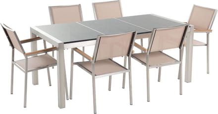 GROSSETO - Tuinset voor 6 - Beige - Graniet