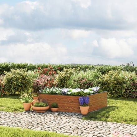 119 x 119 x 39 cm Moestuinbak Halfsize, Laklaag met houtoptiek