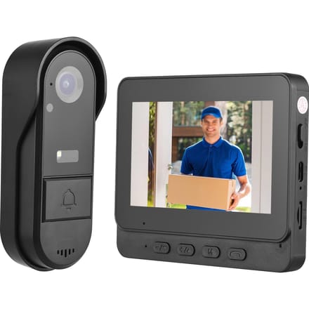 4.3 inch IPS-scherm Draadloze deurbel met camera Buiten IP65 Waterdicht 1080P Draadloze deurbel zwart