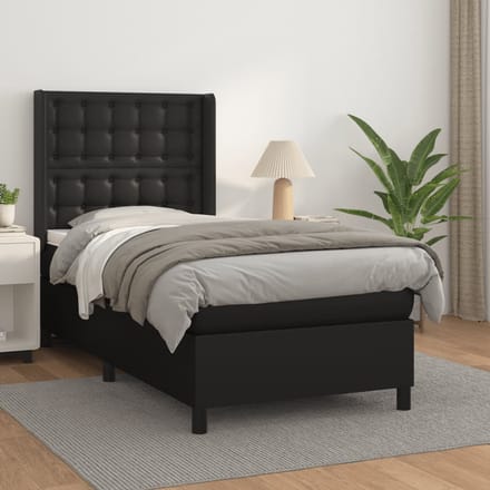 vidaXL - Boxspring - met - matras - kunstleer - zwart - 100x200 - cm