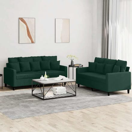 vidaXL - 2-delige - Loungeset - met - kussens - fluweel - donkergroen