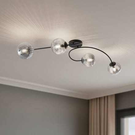 EMIBIG LIGHTING Vibra plafondlamp, rookgrijs/zwart, lengte 110 cm, 4-lamps.