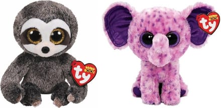 Ty - Knuffel - Beanie Boo's - Dangler Sloth & Eva Elephant