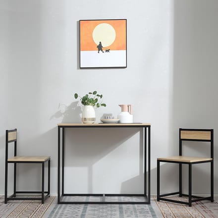Pugsdrly Eettafelset met 2 stoelen - compacte set voor eetkamer, woonkamer en keuken - met metalen frame