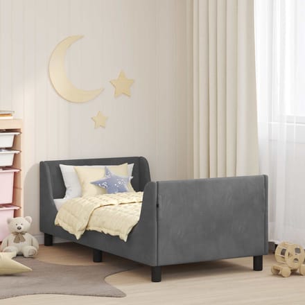 vidaXL - Kinderen - bedframe - met - hoofdboard - Donkergrijs - 80 - x - 160 - cm