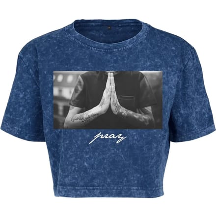 Mister Tee - Pray Crop top - L - Blauw/Wit