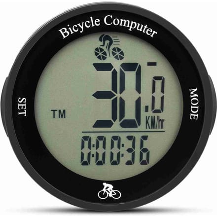 Fietscomputer LED-achtergrondverlichting Multifunctioneel Rond Draadloze Fietscomputer Fietskilometerteller White background & Black digital