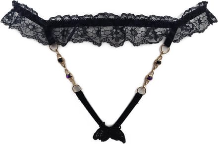 BamBella ® - String Kruisloos - One size - Sexy Zwart Erotische onderbroek dames