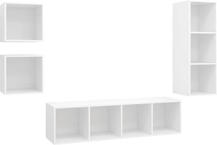 vidaXL - 4-delige - Tv-meubelset - bewerkt - hout - wit