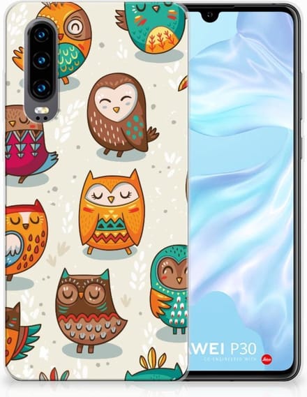 Huawei P30 TPU Hoesje Vrolijke Uilen