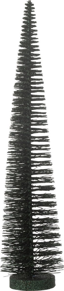 J-Line decoratie Kerstboom Glitter - kunststof - donkergroen - medium