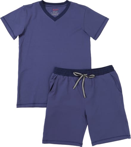 La V Shortama voor jongen met V- hals  Blauwe jean 140-146