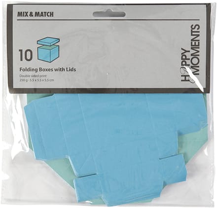 Vouwdoos, afm 5,5x5,5 cm, 250 gr, lichtturquoise/donkerturquoise, 10 stuk