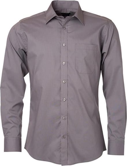 James and Nicholson Heren Longsleeve Poplin Shirt (Staalgrijs)