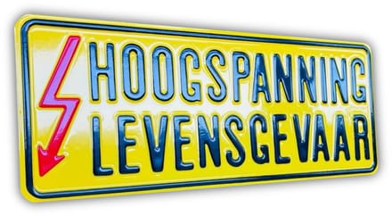 Hoogspanning Levensgevaarlijk - Aluminium Geperst - Bord 36x15 cm