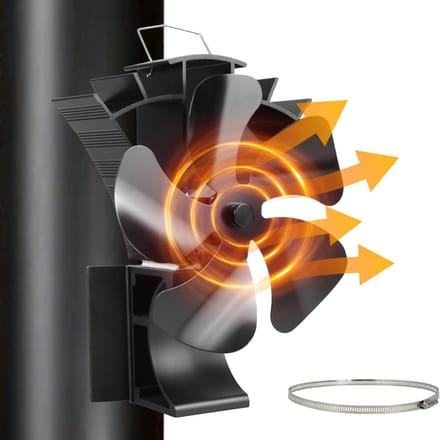 ApexArte® Houtkachel Ventilator - Ventilatorkachel - Haard - Zwart