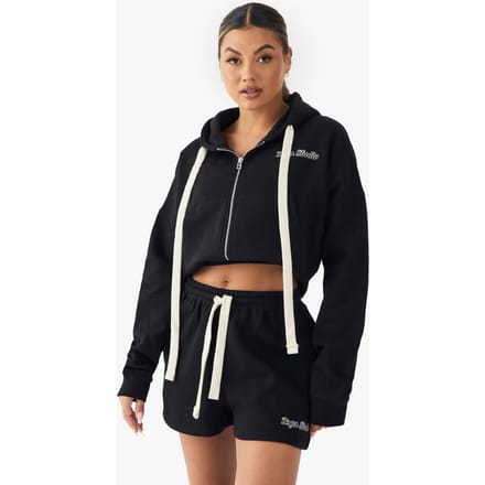 Dames Dsgn Studio Contrast Trekkoord Sweat Short | Black | Maat: Small