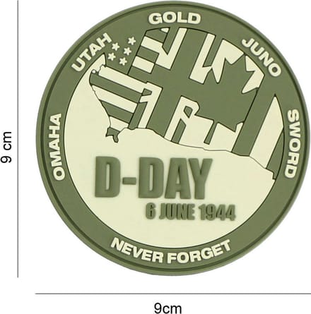 Embleem 3D PVC D-Day Never forget groen