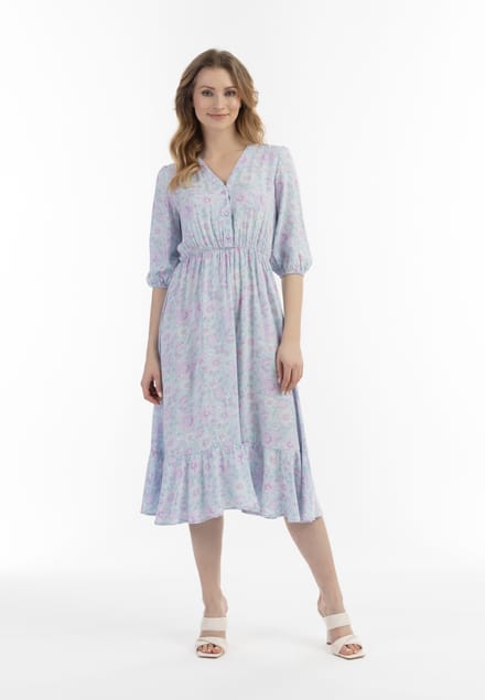 usha midi-jurk Dames Turkoois Veelkleurig