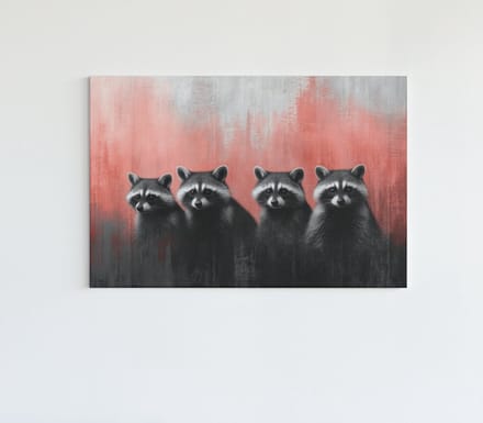 Canvas Schilderijen - Wilde Dieren - Wasberen - 60x40x2 cm